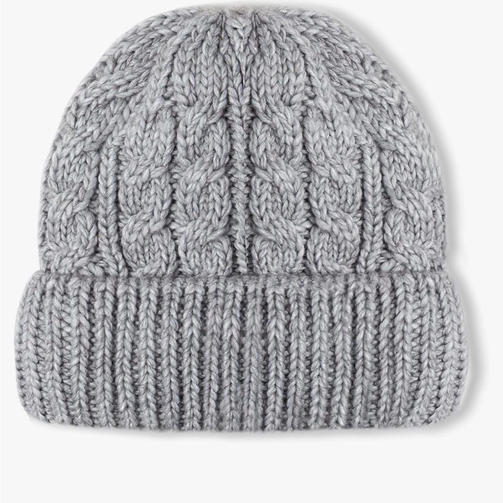 Nordstrom Cable Knit Beanie Hat O/S Gray unisex NWT